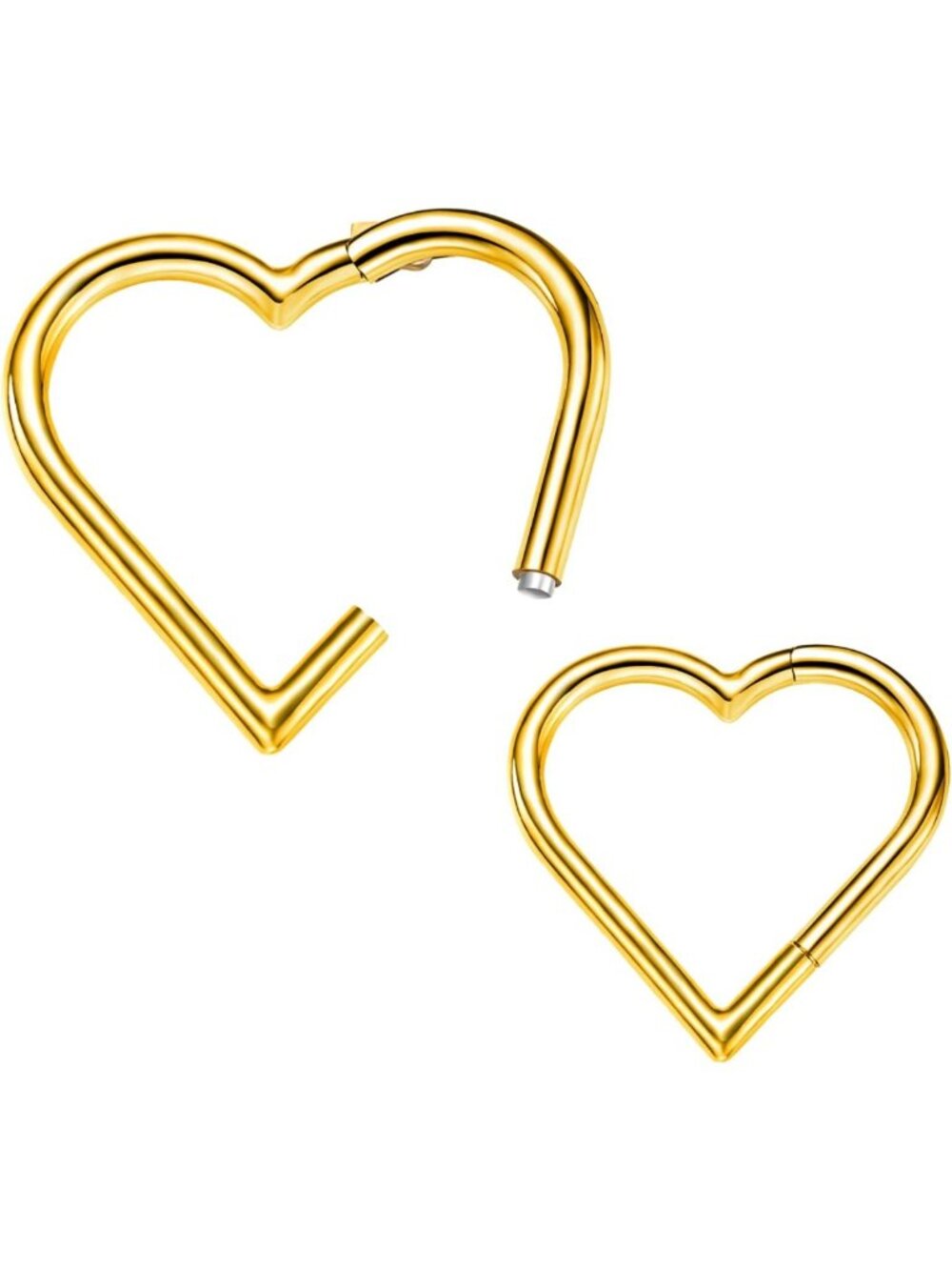 2 Pcs Titanium Heart Daith Piercing Jewelry - Rook Tragus Clicker Rings 16G